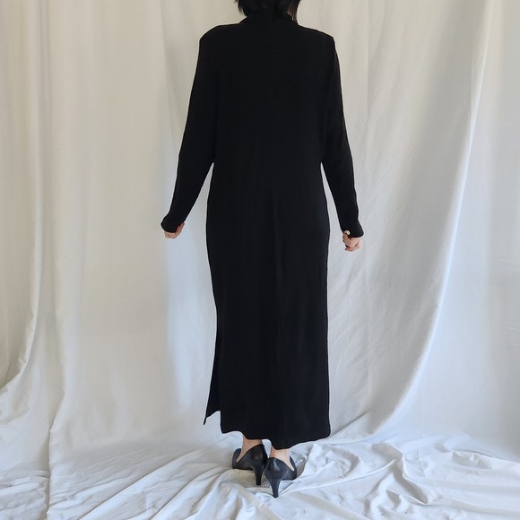 90s Black Ribbed Sweater Dress - Picture 4 of 6